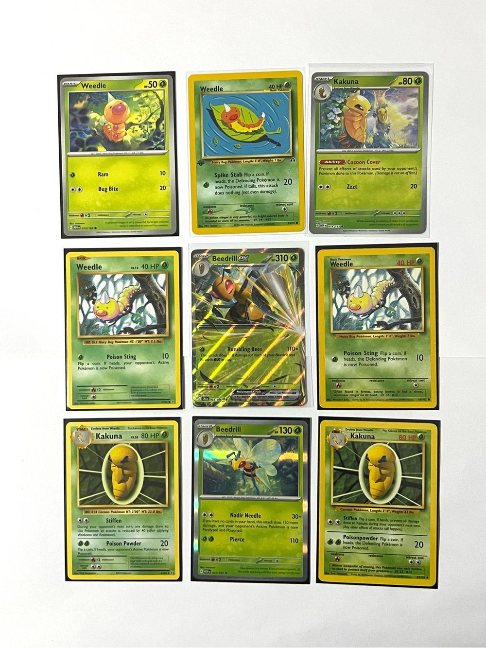 Set of 10 Weedle Kakuna Beedrill EX Reverse Holo Pokémon Cards NM MP